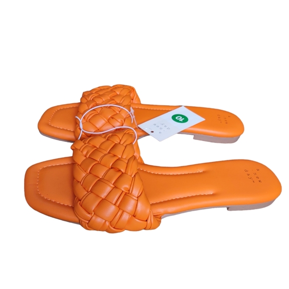 A. New Day Size 10 Orange Carissa  Braided Flat Slide In Sandals - Picture 4 of 11